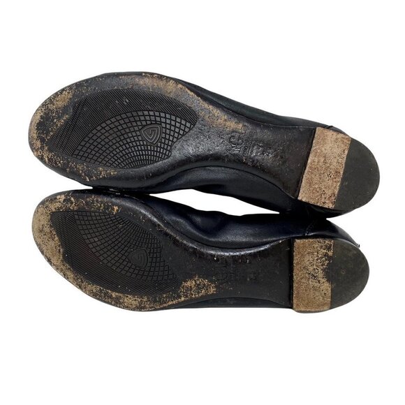 AGL Womens Icon Ballet Flat Shoes Black Leather Buckle Round Toe Italy 8 EUR 38 - Picture 5 of 9